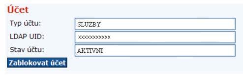 Údaje zdrav. zařízení pro přístup do centrál. úložiště: Účet (LDAP UID): Současné heslo: V detailu účtu zdravotnického zařízení uvidíte typ a stav tohoto účtu (nyní INICIALIZOVANÝ).