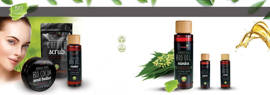 BIO organická kosmetika BIO přírodní kosmetika VIVACO je jedinečná tím, že obsahuje 100% přírodních olejů a extraktů.