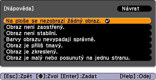 Používání nápovědy 42 D Zopakováním operací v krocích 2 a 3 přejděte k podrobnějším nastavením nabídky.