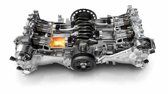 Pohon AWD ve spojení s plochým motorem SUBARU BOXER vykazuje prakticky dokonalé symetrické uspořádání a přináší nejen atraktivní dynamiku a výjimečné záběrové schopnosti, ale i vyváženost a stabilitu