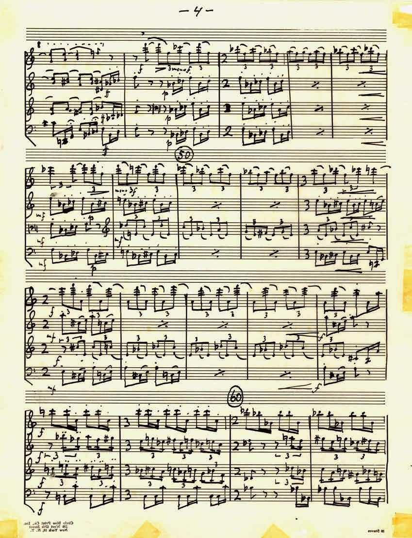 // TYPY PRAMENŮ // 47 Bohuslav Martinů, Smyčcový kvartet č. 6 H. 312, 1946, autograf (čistopis).