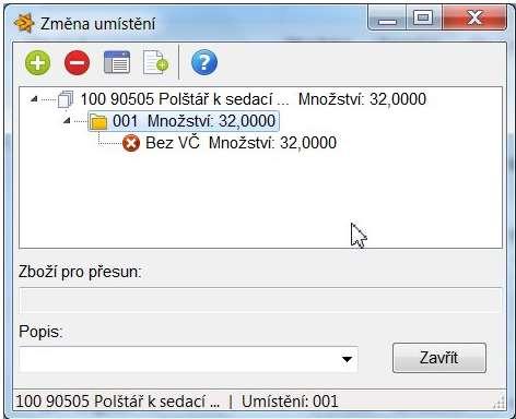 tažením myši, tj. nastaví se kurzor na požadovaný řádek a metodou drag and drop se zásoba přesune na požadované umístění.