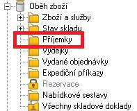 6 Příjemky Oběh zboží Příjemky Potvrzením hlavní nabídky Oběh zboží, Příjemky se zobrazí přehled příjmových dokladů.