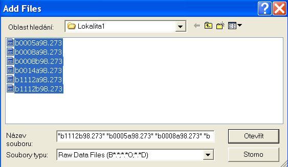 Výběr souborů V otevřeném dialogovém okně nastavíme cestu do adresáře v němž jsou uloženy soubory s