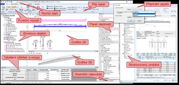 Ergonomické prostředí FERMO je zcela nově vyvinutým softwarem na výpočty a návrhy prefabrikovaných nosníků a jednosměrně ohýbaných desek pozemních a mostních staveb.