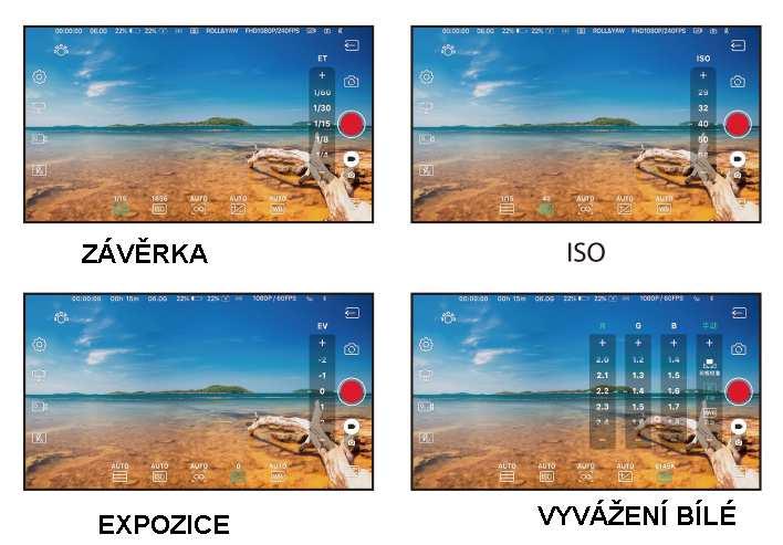 Jsou podporovány 3 režimy zaostření: jednoduché automatické, plynulé automatické a manuální. V manuálním režimu zaostříte otáčením kolečka.