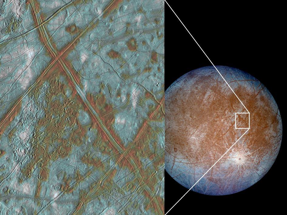 Europa Ledový svět průměr 3 122 km povrch je tvořen