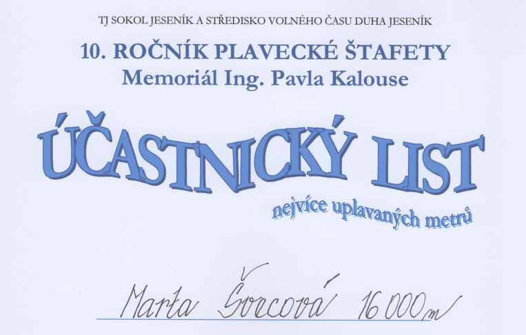 MEMORIÁL PAVLA KALOUSE 25. 3. 2017 Organizátorky plaveckého Memoriálu Ing.
