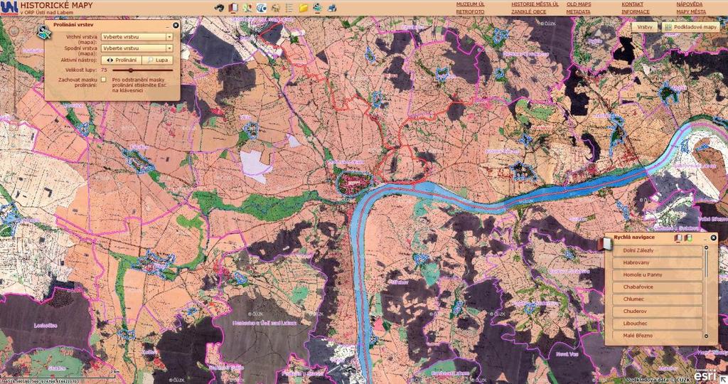 ostatní vrstvy. Kliknutím se zobrazí tematické podkladové mapy.