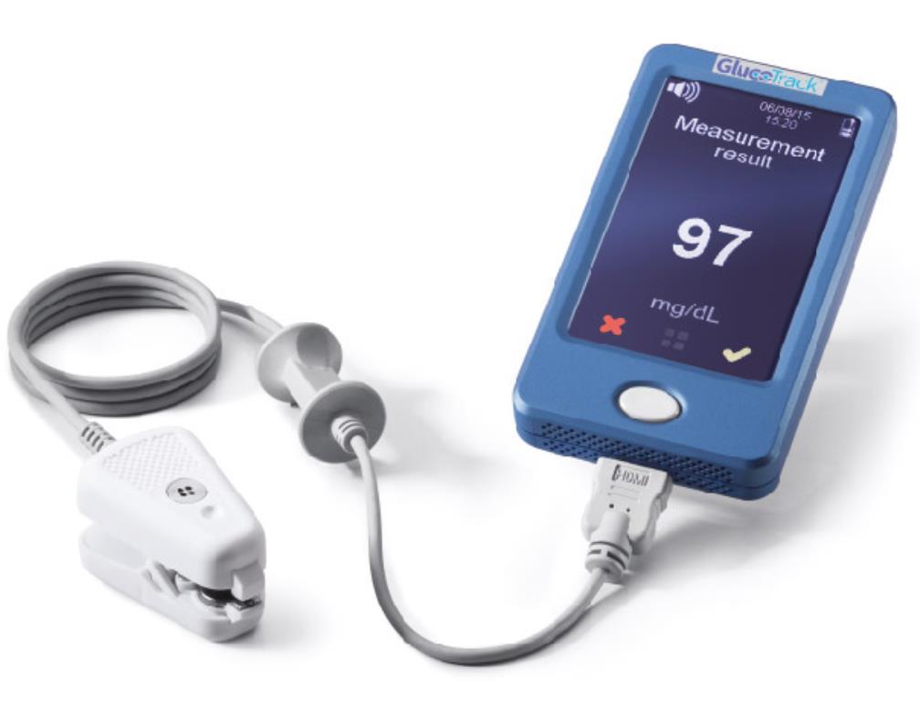 GlucoTrack neinvazivní měření glykémie kombinace 3 technologií ultrazvuková (změna akustické rychlosti při změně koncentrace glukózy)