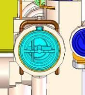 Snímač průtoku užitkové vody je tvořen turbínkou, umístěnou do společného nosiče (hydroskupiny) na vstupu studené vody (spolu s filtrem a omezovačem průtoku). Turbínka snímače má 2 magnety.