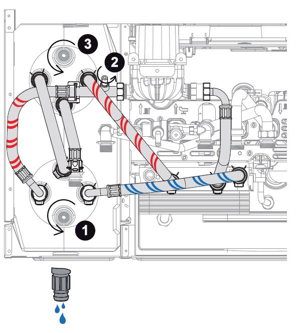 6.2. Hydraulické propojení systému 1 a 3 vypouštěcí ventil zásobníku POPIS 2 vypouštěcí