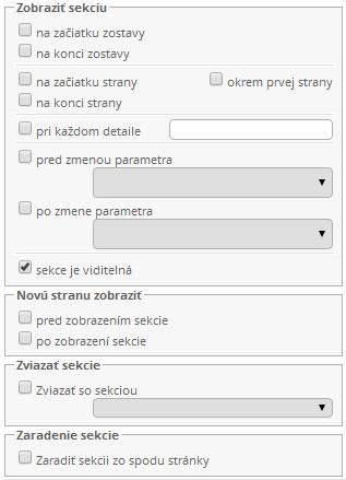 Názov a Veľkosť sekcie Do políčka Názov vpíšte názov vytváranej sekcie. V jednej predloha sa rôzne sekcie nesmú volať rovnako. V políčkach Veľkosť sú zobrazené rozmery sekcie.