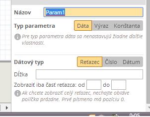 Po kliknutí na Pridať parameter sa pod zoznamom parametrov zobratí časť na pridanie parametra.