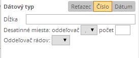 Typ parametra parameter môže byť typu Dáta, Výraz alebo Konštanta. Dátový typ - parameter typu Dáta môže byť Reťatec, Číslo alebo Dátum.