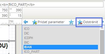 Kliknutím na Kliknutím na prenesiete parameter do aktívneho jazykového textového pola.