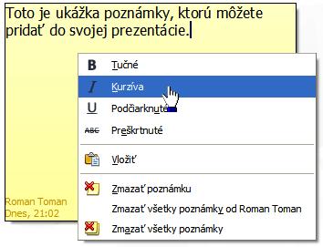 Pridávanie poznámok do prezentácie V programe Impress možno vkladať poznámky podobne ako v programoch Writer a Calc.