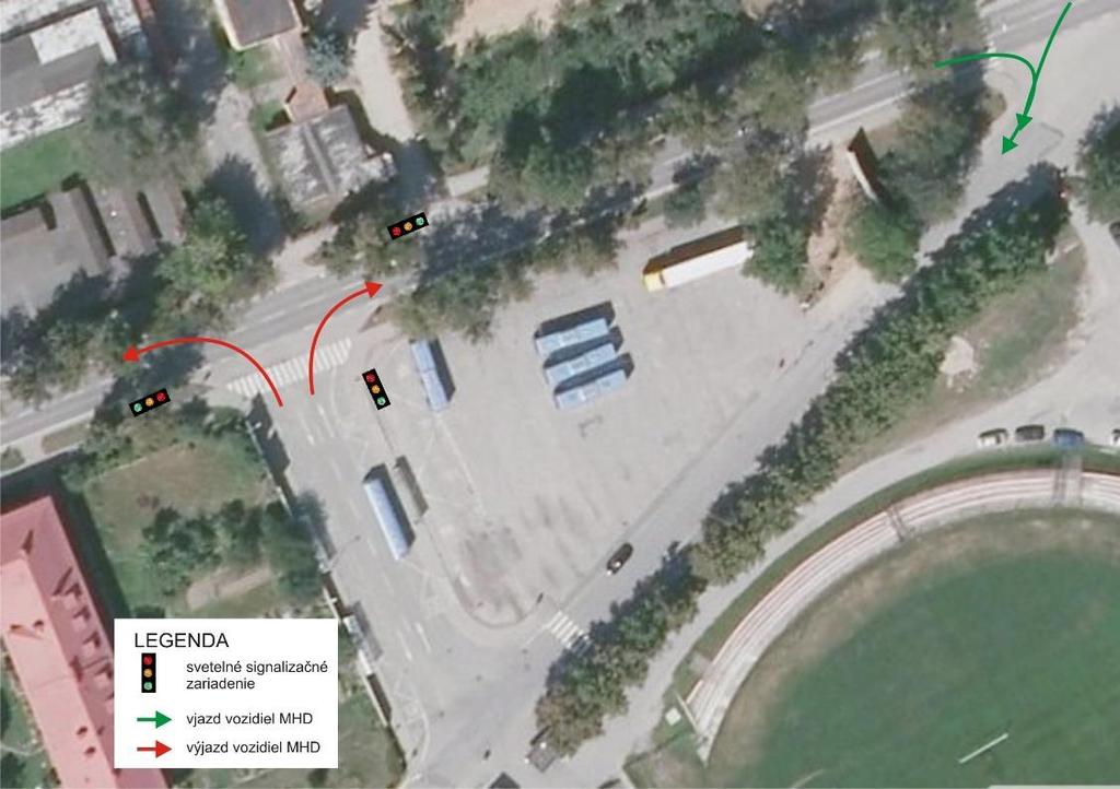 Obr. 3-9 Návrh zmeny organizácie dopravy na križovatke ulíc 1.