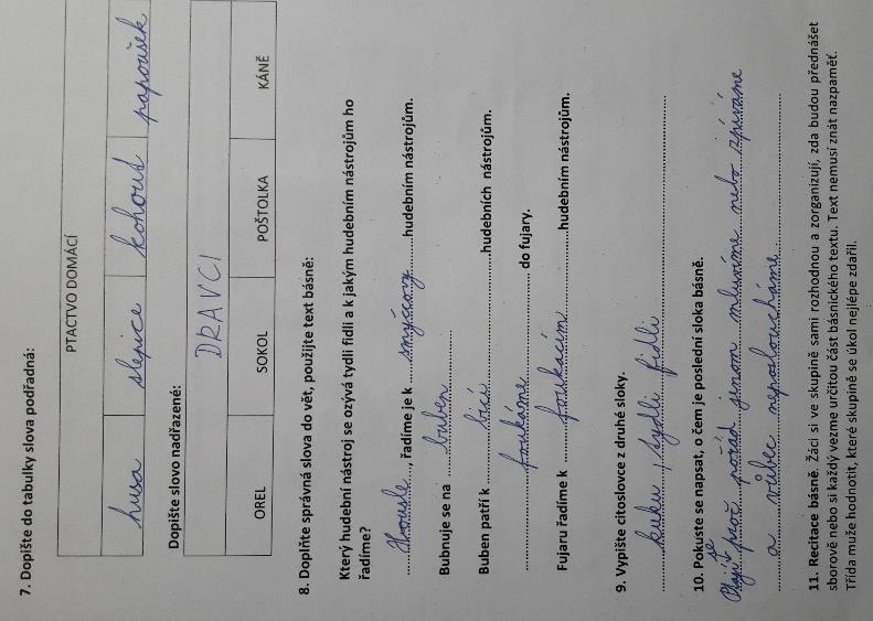 PŘÍLOHA 1B Pracovní list k básni Lesní