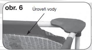 Vodorovné nosníky A a B začnite zasúvať do otvorov v plášti z miesta v rohu bazéna. (Viď obr. 2) Jednotlivé diely nosníkov spájajte do seba pomocou spojok v tvare T (č. 7).