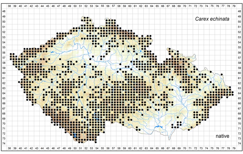 Distribution of Carex echinata in the Czech Republic Author of the map: Vít Grulich, Radomír Řepka Map produced on: 06-02-2017 Database records used for producing the distribution map of Carex