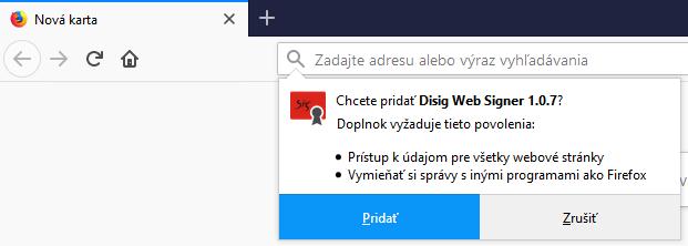 Obrázok 8-2 Druhý krok inštalácie rozšírenia Inštaláciu rozšírenia je potrebné potvrdiť kliknutím na tlačidlo Pridať.