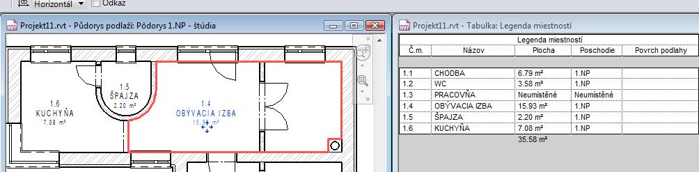 (obr.10). Ak však vymažeme riadok z výkazu, zmizne miestnosť z projektu. Obr.