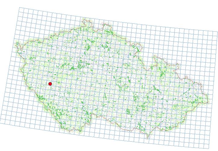 Příloha č. 1. Mapa Mapa ČR pro mapování výskytu flory a fauny s vyznačeným mapovacím čtvercem 6446d.