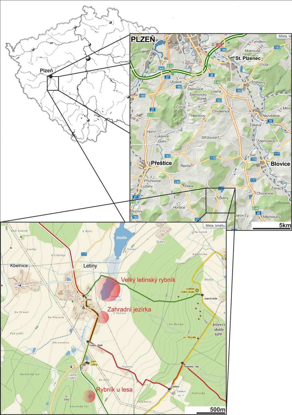 Příloha č. 2. Mapa Umístění lokalit. Dostupné z http://www.mapy.