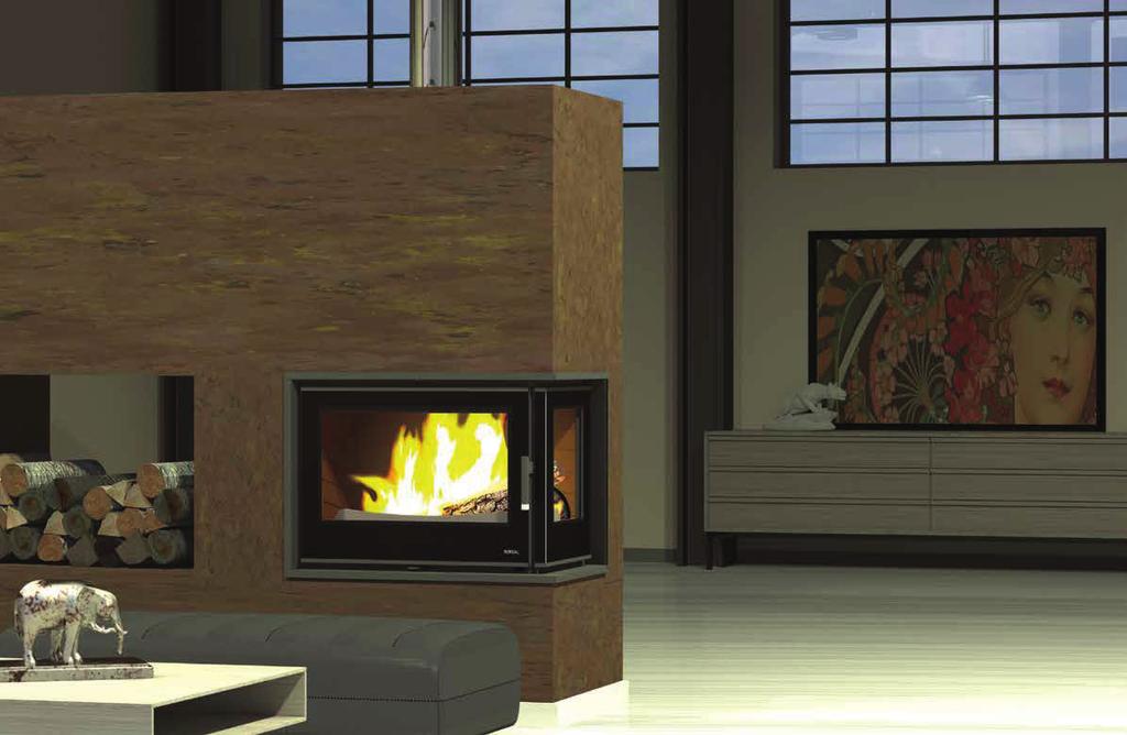 I90E Série I90EDS černý lak. Litinová dvířka a spodní část topeniště s vitro keramickým sklem odolným do 750ºC. Odnímatelný rošt a vyjímatelný popelník pro snadné čištění a vyprazdňování popela.