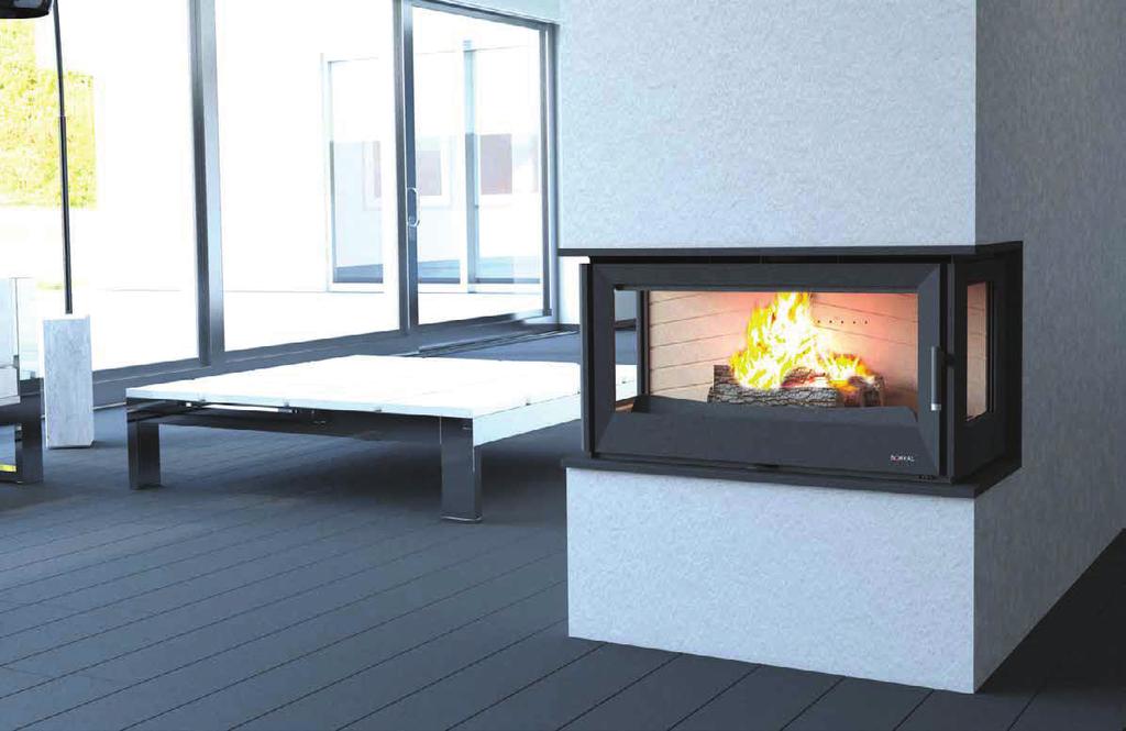 I90/3 Série I90/3 černý lak. Litinová dvířka a spodní část topeniště s vitro keramickým sklem odolným do 750ºC. Odnímatelný rošt a vyjímatelný popelník pro snadné čištění a vyprazdňování popela.