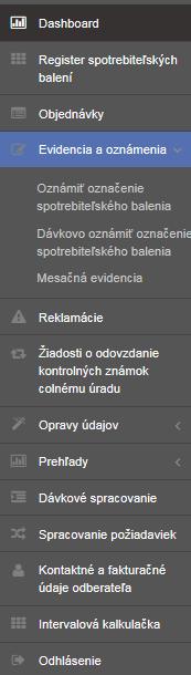Strana 12 / 182 Kliknutím na ikonku vedľa každej kategórie si používateľ zobrazí zoznam položiek pre bližšie rozlíšenie služieb v rámci základnej kategórie funkcionality.