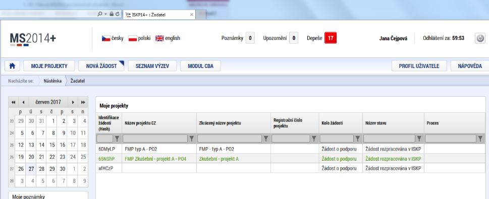 žádost o podporu již byla předložena a získala registrační číslo, je nezbytné veškeré depeše odesílat s vazbou na tento konkrétní mikroprojekt.