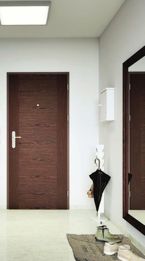 DŘEVĚNÉ BEZPEČNOSTNÍ SAPELI Dvoupolodrážkové dveře Dřevěné bezpečnostní dveře 2. třídy mají plně dřevěnou masivní konstrukci.