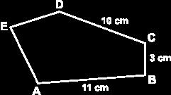 VÝCHOZÍ TEXT A OBRÁZEK K ÚLOZE 7 Na obrázku je zakreslen pětiúhelník, který má stejný obvod jako čtverec o straně 9 cm. Strana AE je o 2 cm delší než strana ED. 7. 4 body 7.