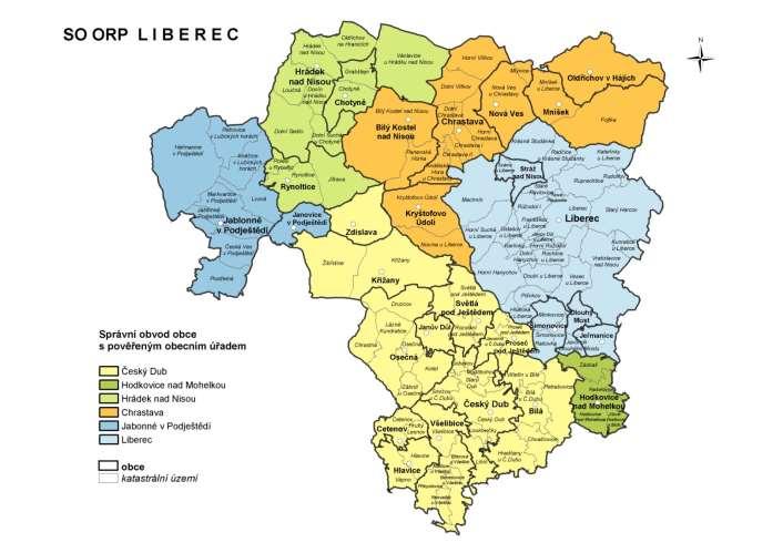 Mapa zájmového území (správního obvodu) ORP Liberec