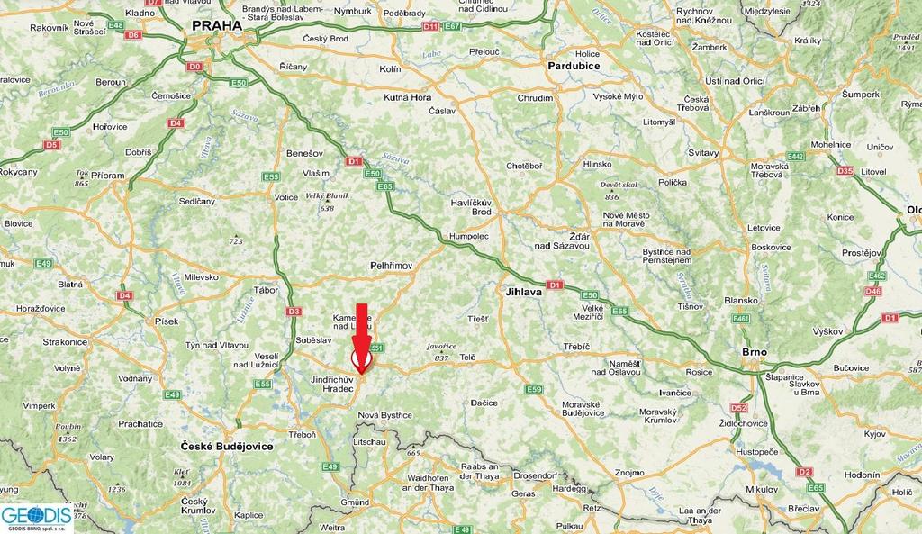 Poloha areálu Nemovitost je situovaná na dobře viditelném místě při hlavní komunikaci v Jindřichově Hradci v Jihočeském kraji, 43 km severovýchodně od Českých Budějovic.