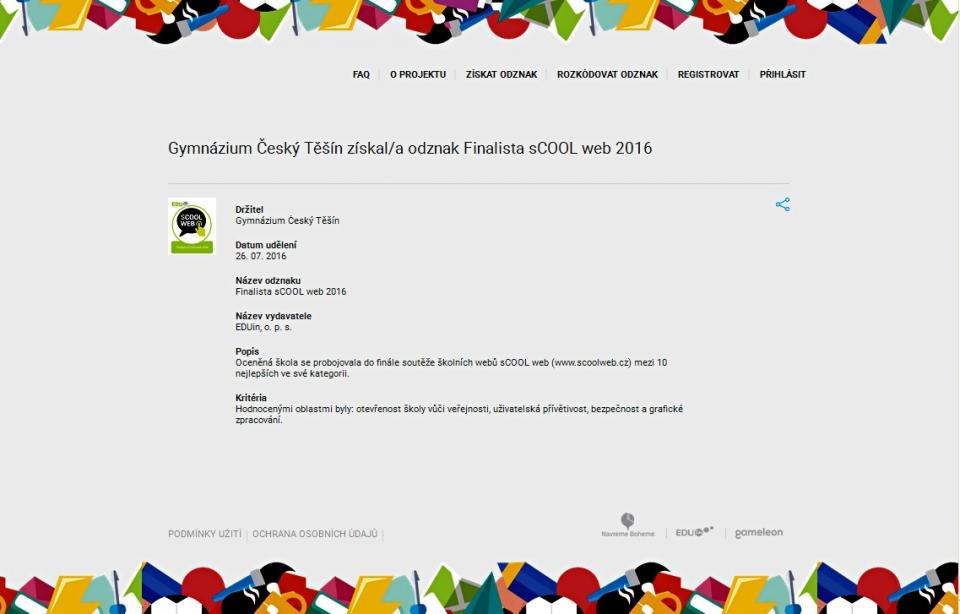 Jaroslav Ochodek, získal verifikační odznak jako hodnotitel školních webů (webová