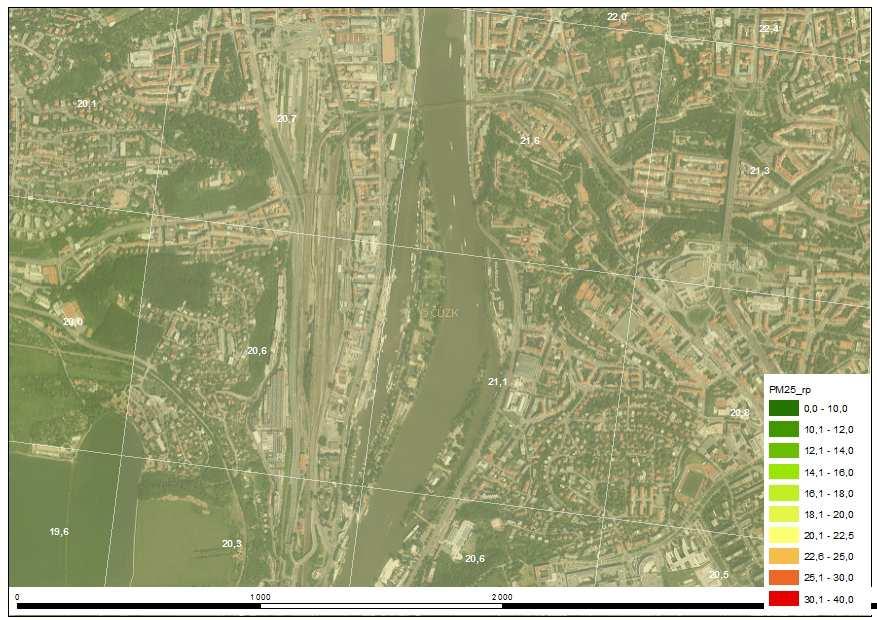 koncentrace PM 2,5 (µg.