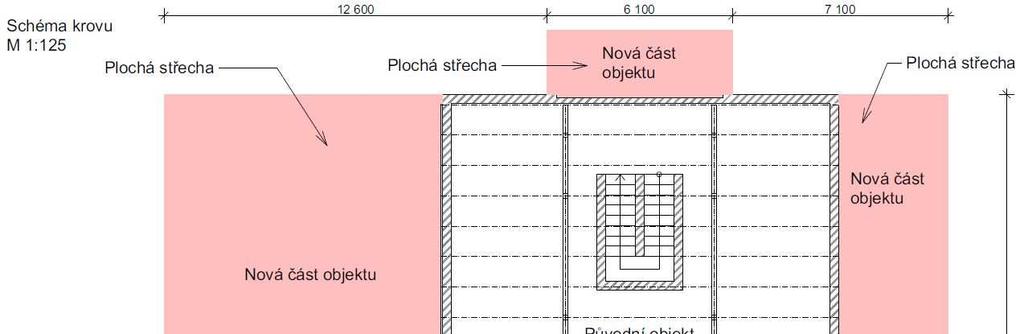 Obr. č. 34 Schéma objektu budovy jídelny v Ostravě - Mariánských Horách Obr. č. 3 Objekt jídelny Ostrava - Mariánské Hory.