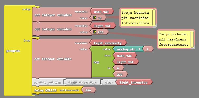 Arduino programování a robotika dětský vzdělávací kroužek JAOS 11 Jak změnit hodnoty, které