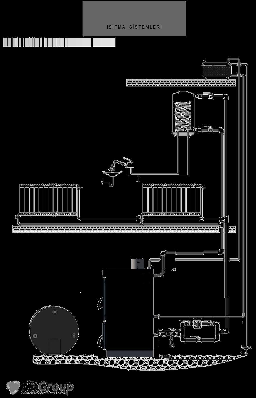 EKY-B 20-60 INSTALLATION CHART Schéma zapojení- čerpadlo na zpátečce A. Vývod do radiátorů B. Zpátečka C. Otevřená expanzka D. Vývod do expanzky E.