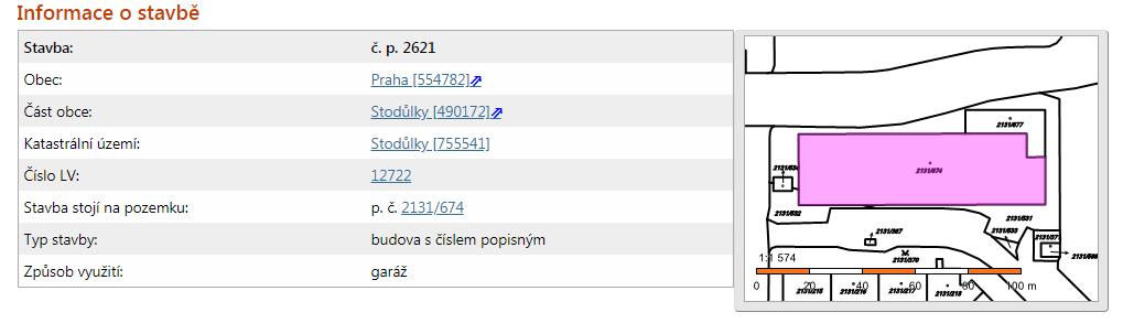 Vážení, žádám Vás ve smyslu zákona č. 106/1999 Sb., o svobodném přístupu k informacím, o poskytnutí informací týkajících se stavby níže specifikované: stavba č. p. 2621, obec Praha, část obce Stodůlky, katastrální území Stodůlky, stavba stojí na pozemku p.