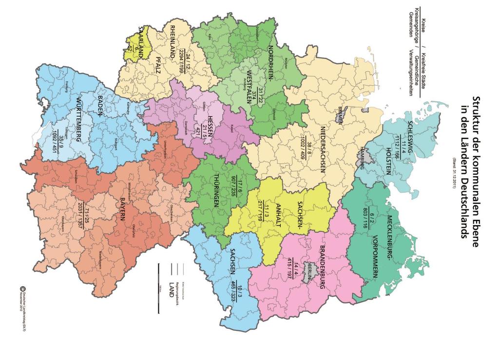 Příloha č. 7: Struktura komunální úrovně v SRN Zdroj: Deutscher Landkreistag [online].