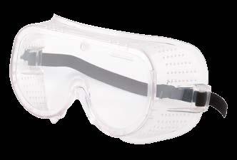 ochranné brýle s nadstandardními vlastnostmi rámeček z měkkého PVC 25 mm nastavitelná gumová páska čirý polykarbonátový zorník tloušťky 1,5 mm systém nepřímého odvětrávání maximální ochrana a