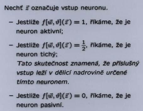 Defnce stavů neuonu I.