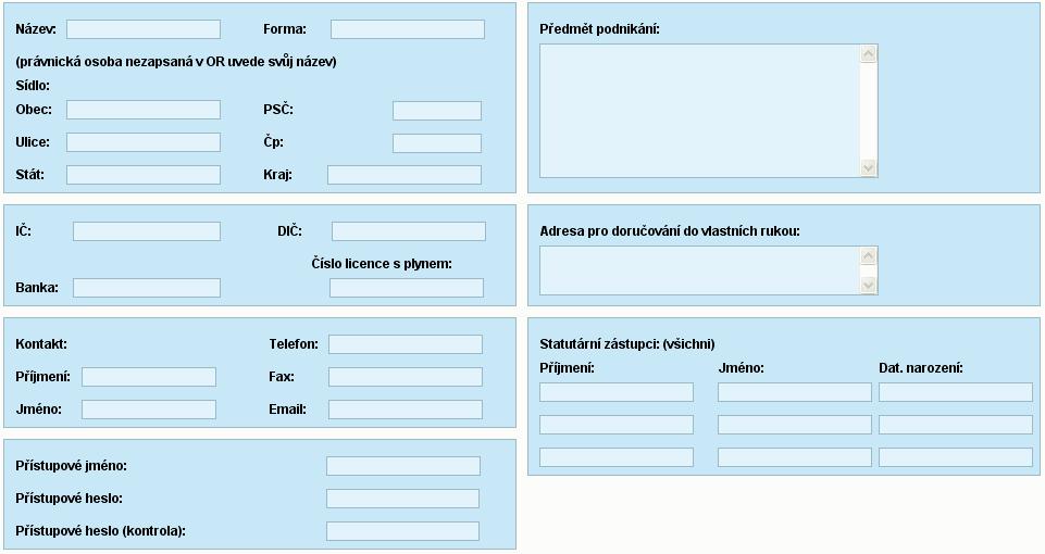 11. Vzorový elektronický požadavek na registraci Vzorový elektronický požadavek pro registraci do Aukčního systému za účelem účasti v Aukci: Právnické osoby: Fyzické osoby: Poznámka: Číslo