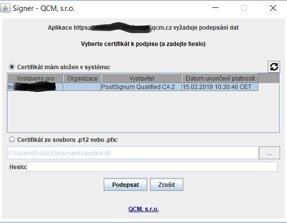 Kliknutím bude registrace dokončena bez jejího podepsání elektronickým podpisem.