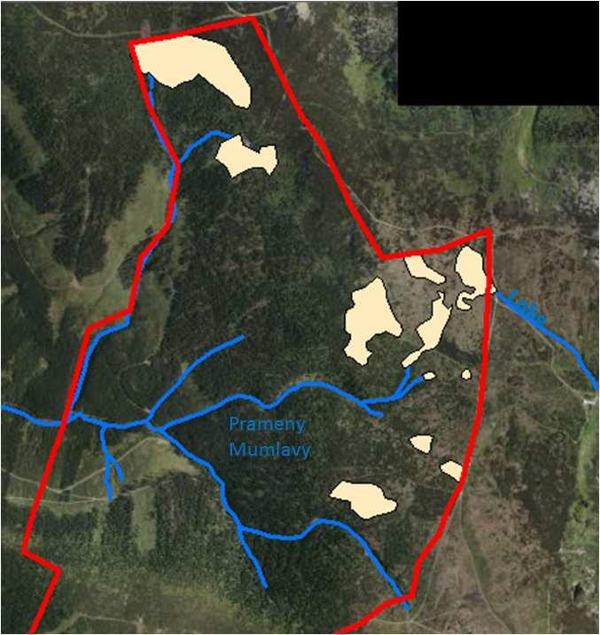 Obr. č. 18: Rozmístění vrchovištních rašelinišť v severovýchodním cípu území měřítko: 1 : 60000 Obr. č. 19: Vrchovištní rašeliniště na Labské louce Zdroj: vytvořeno na podkladu mapy přírodních biotopů dostupné z Gis serveru mapmaker.