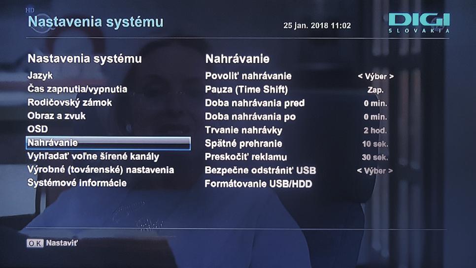 Rodičovská zámok Blokovanie TV kanálov Povoľuje alebo zakazuje uzamykanie TV kanálov pomocou PIN. TV kanály uzamknete v časti Úprava zoznamu kanálov opísanej nižšie.